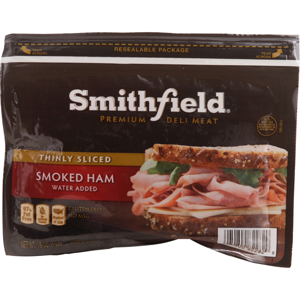 Lunch Meat Smithfield Smoked Ham, Thinly Sliced hero