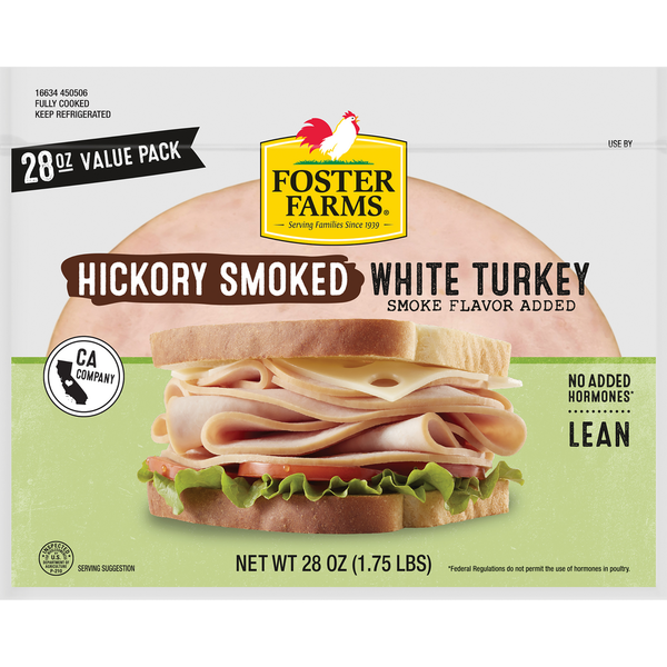 Lunch Meat Foster Farms Hickory Smoked White Turkey Deli Meat, Value Pack hero