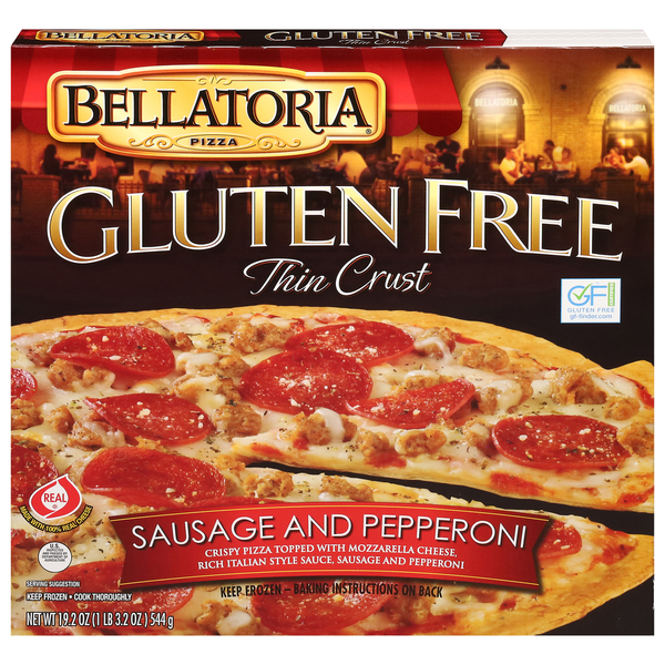 Bellatoria Pizza, Gluten Free, Thin Crust, Sausage and Pepperoni hero