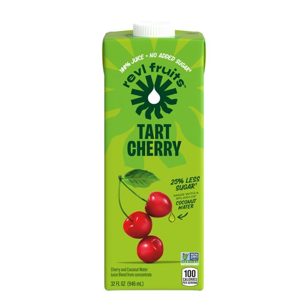 Revl Fruits™  100% Juice, No Added Sugar, Tart Cherry, 32 fl oz. Carton hero