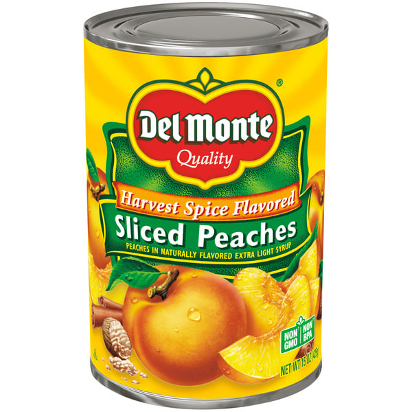 Canned Fruit & Applesauce Del Monte Peaches, Sliced, Harvest Spice Flavored hero