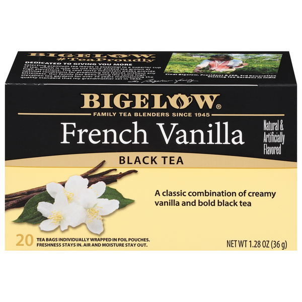 Tea (Loose, Bags and Pods) Bigelow Black Tea, French Vanilla, Tea Bags hero