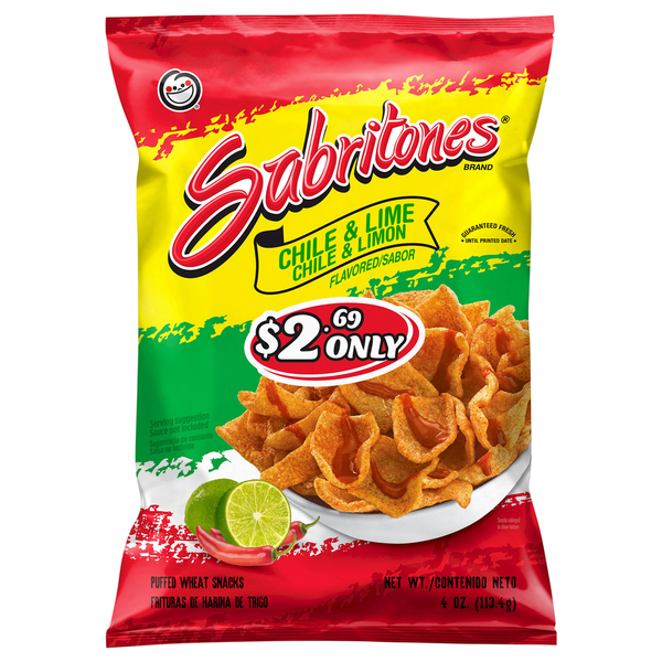 Chips & Pretzels Frito-Lay SABRITONES Wheat Snacks, Chile & Lime, Puffed hero