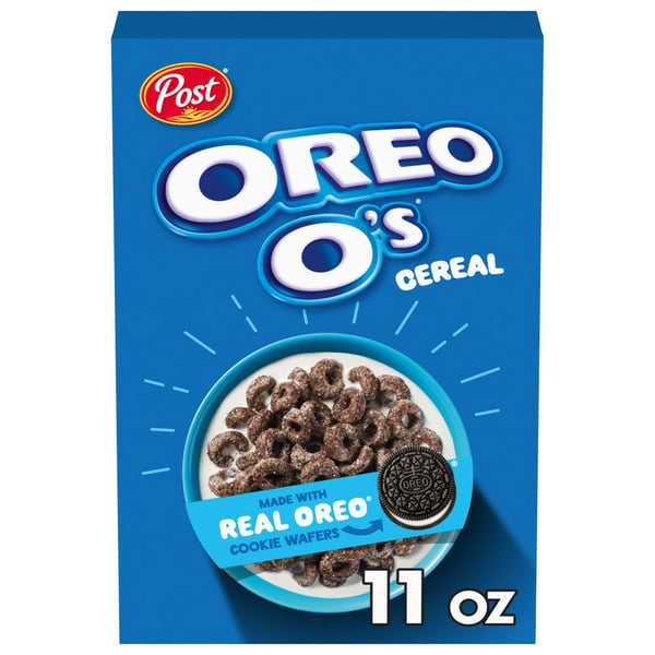 Cereal & Granola Post Oreo O's Breakfast Cereal, Chocolatey Cookie Cereal, Small size box hero