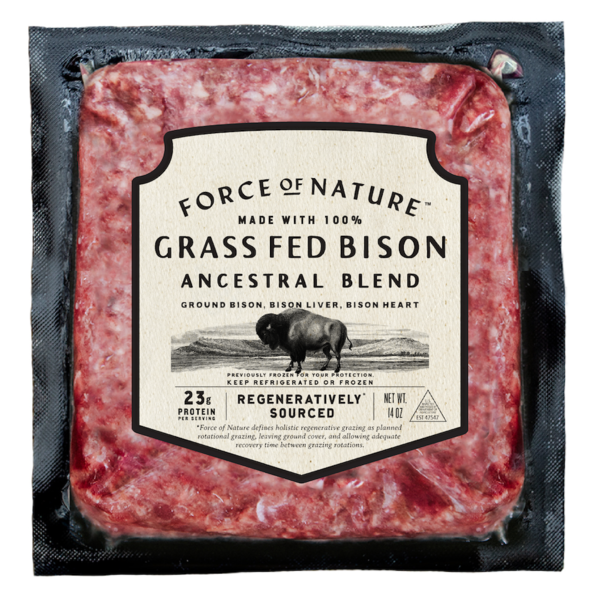 Meat Counter Force of Nature Ground Bison Ancestral Blend, 100% Grass fed hero