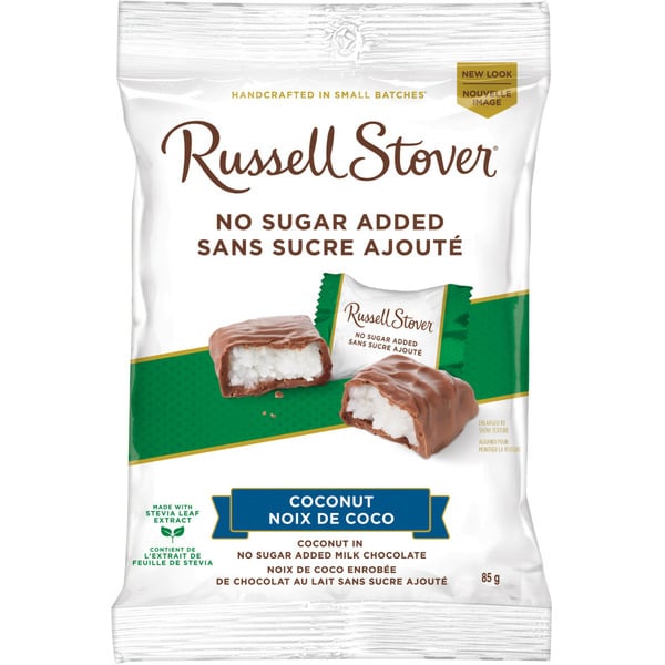 Snacks Russell Stover No Sugar Added Milk Chocolate Coconut Candy, 85 Grams hero