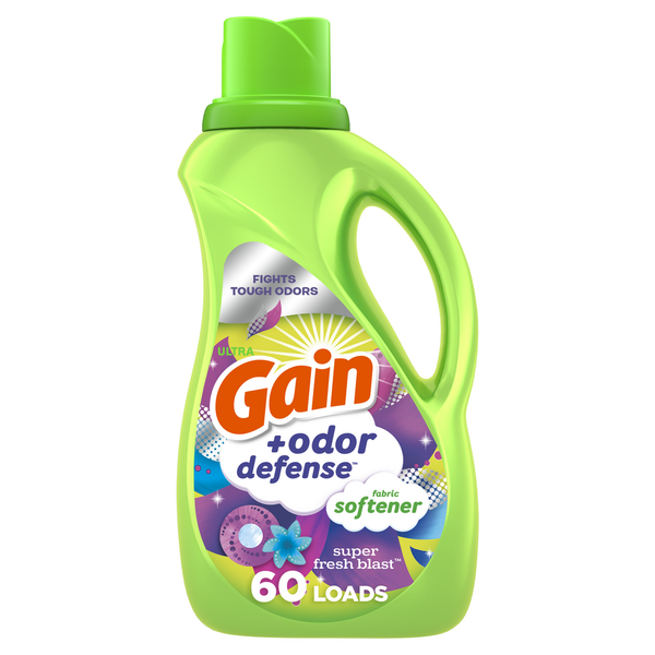 Laundry Gain Odor Defense Liquid Fabric Softener, Super Fresh Blast Scent hero