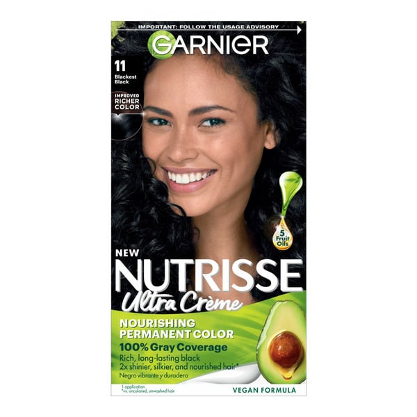 Hair Care Garnier Nourishing Hair Color Creme with Five Oils, 11 Blackest Black (Peppercorn) hero