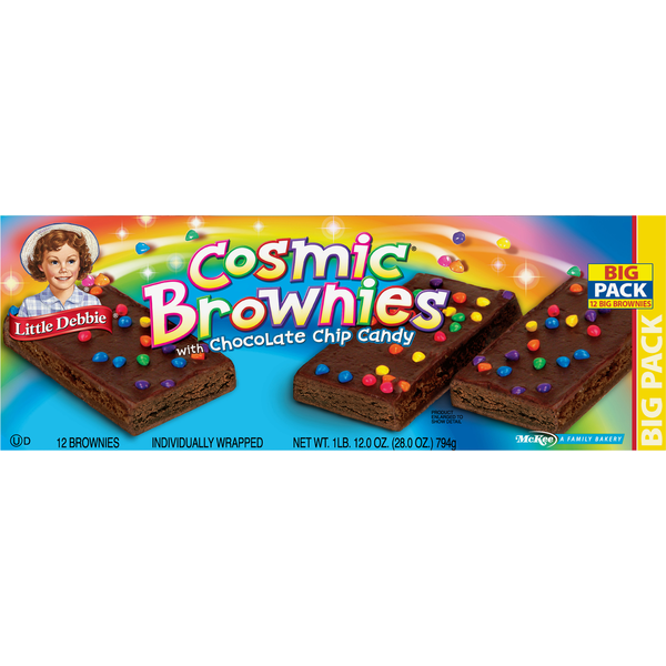 Cookies & Cakes Little Debbie Brownies, with Chocolate Chip Candy, Cosmic, Big Pack hero