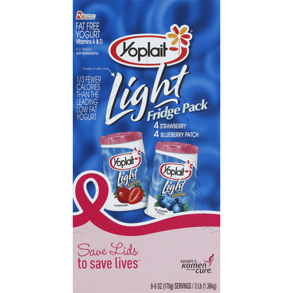 Yogurt Yoplait Yogurt, Fat Free, Strawberry, Blueberry Patch, Fridge Pack hero