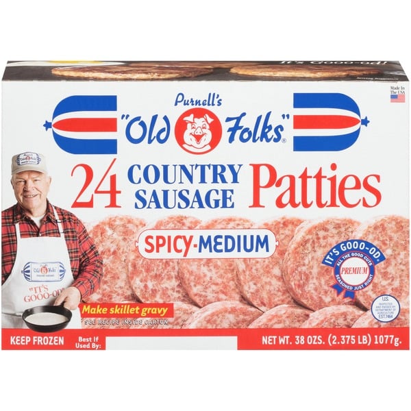 Frozen Meat & Seafood Purnell's Old Folks Spicy-medium Country Sausage Patties hero