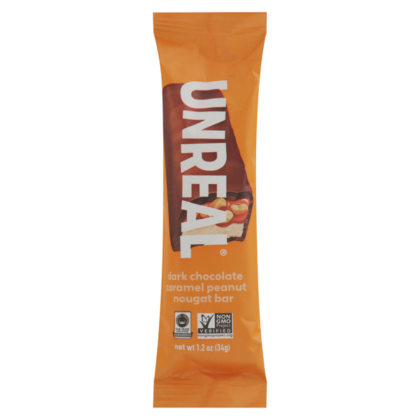 Candy & Chocolate UNREAL Dark Chocolate Caramel Peanut Nougat Bars hero