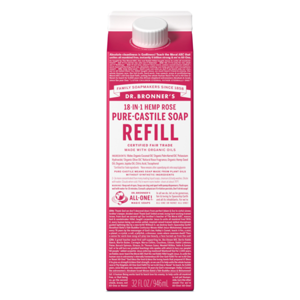 Dr. Bronner's Rose, Pure-Castile Liquid Soap Refill hero