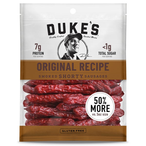 Popcorn & Jerky Duke's Duke's Original Recipe Smoked Shorty Sausages Keto Friendly Gluten Free hero