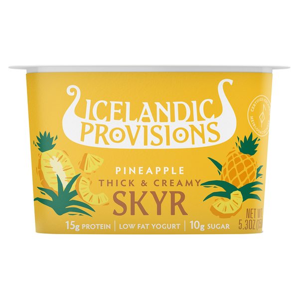 Yogurt Icelandic Provisions Skyr, Thick & Creamy, Pineapple hero