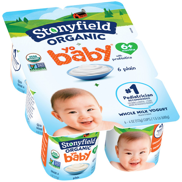 Yogurt Stonyfield Organic Whole Milk Baby Yogurt Cups Plain hero