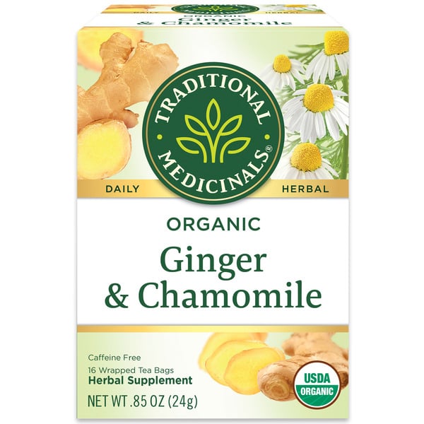 Tea Traditional Medicinals Organic Ginger with Chamomile, Caffeine Free Herbal Tea hero