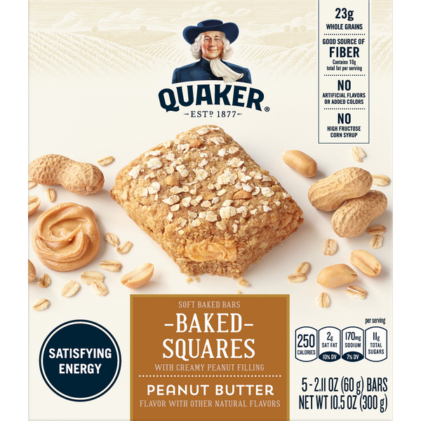 Granola Quaker Baked Bars, Soft, Squares, Peanut Butter hero