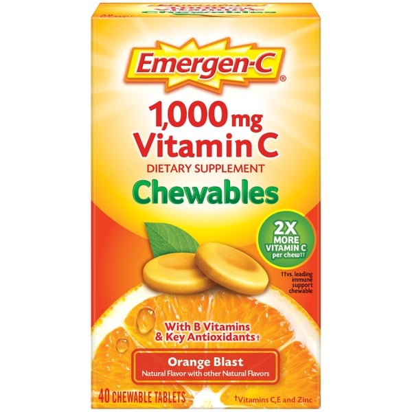 Cold, Flu & Allergy Emergen-C Vitamin C Chewables Orange Blast hero