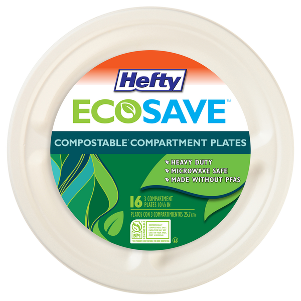 Hefty Plates, 3 Compartment, 10.125 Inches hero