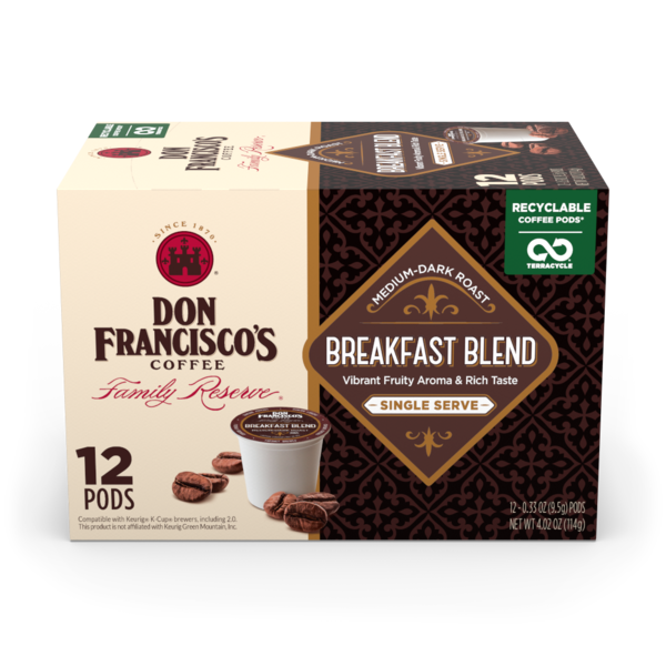 Coffee Don Francisco's Coffee Breakfast Blend, Medium-Dark Roast, Single Serve Coffee Pods hero