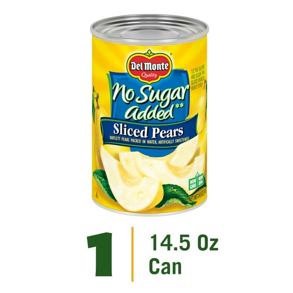 Canned Fruit & Applesauce Del Monte No Sugar Added Sliced Bartlett Pears, Canned Fruit hero