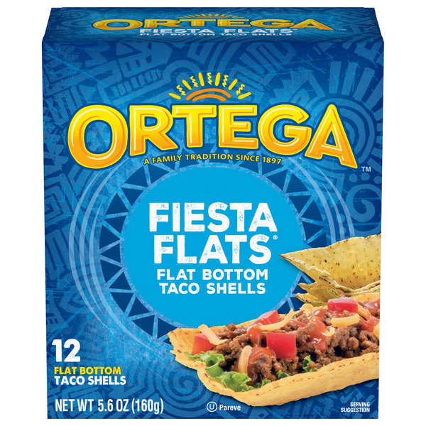 Latino Foods Ortega Fiesta Flats Flat Bottom Taco Shells hero