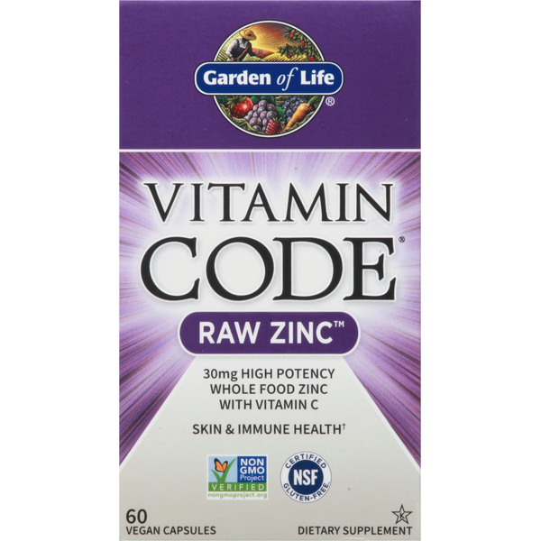 Dietary Supplements Garden of Life Raw Zinc, Vegan Capsules hero