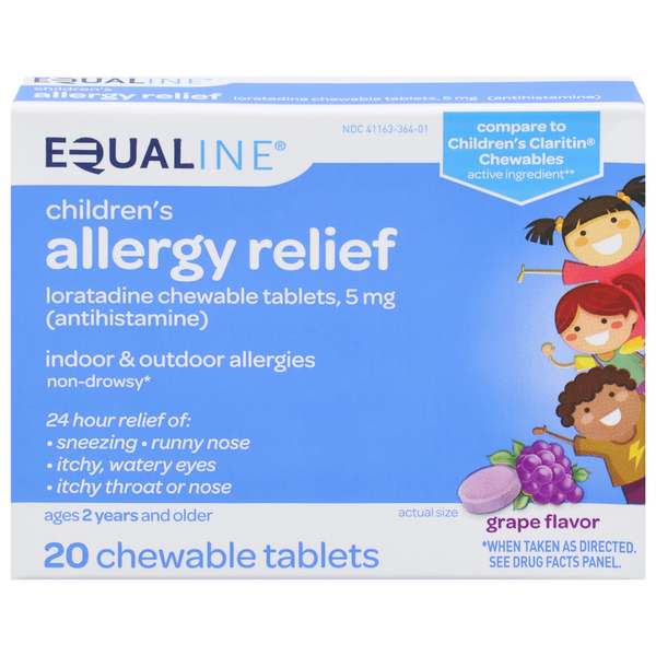 Cold, Flu & Allergy Equaline Allergy Relief, Children's, Grape Flavor hero