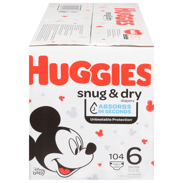 Diapers & Wipes Huggies Snug & Dry Baby Diapers, Size 6 (35+ lbs) hero