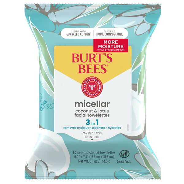 Facial Care Burt's Bees Micellar Facial Towelettes with Coconut and Lotus, 99.5% Natural Origin hero