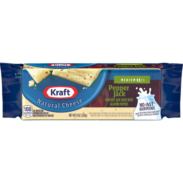 Packaged Cheese Kraft Pepper Jack Medium Cheese, oz Block hero