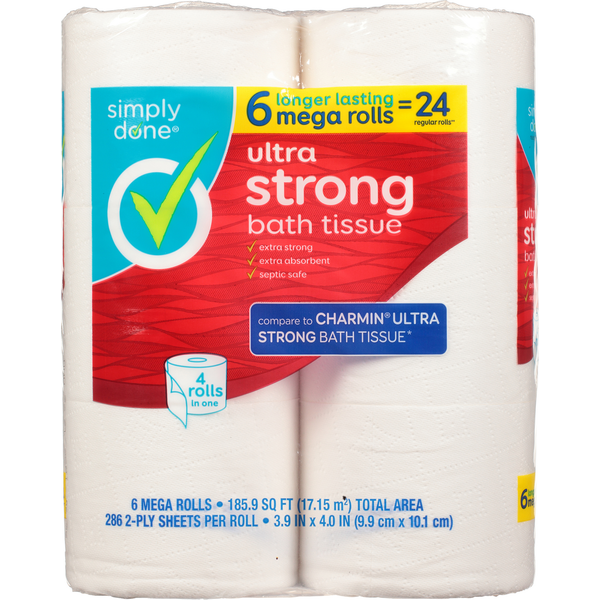 Paper Goods Simply Done Bath Tissue, Ultra Strong, Mega Roll, 2-Ply hero