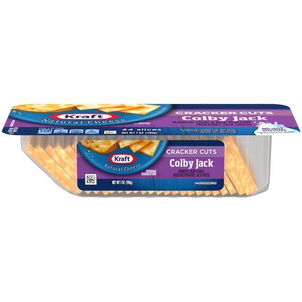 Packaged Cheese Kraft Cracker Cuts Colby Jack Marbled Cheese Slices, 24 ct Tray hero