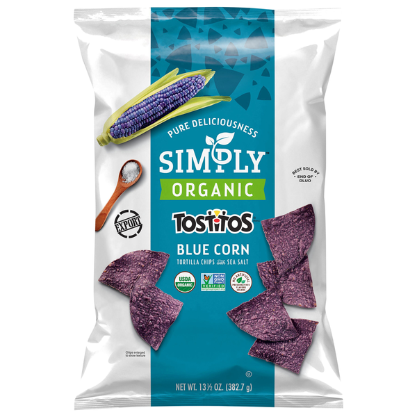 Chips & Pretzels Simply Tortilla Chips, with Sea Salt, Blue Corn, Organic hero