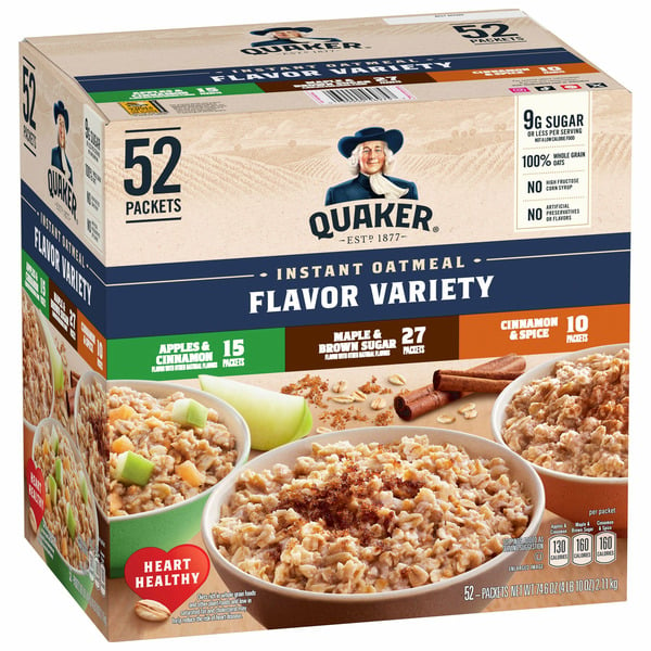 Cereal Quaker Instant Oatmeal Variety 4.57 lbs / 52 ct hero