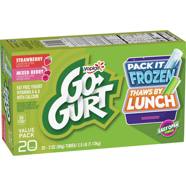 Yogurt Go-Gurt Gluten Free Strawberry and Mixed Berry Kids Yogurt Tubes hero