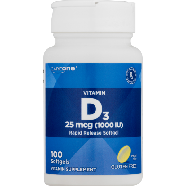 Vitamins & Supplements CareOne Vitamin D3, Gluten Free, Rapid Release hero