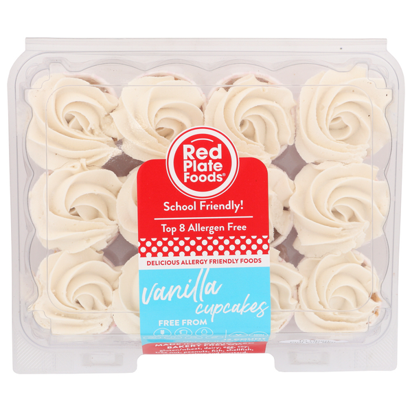 Bakery Desserts Red Plate Foods Mini Vanilla Cupcakes (12 Bite Sized) Free From Top Allergens+Vegan+Gluten-Free+ hero