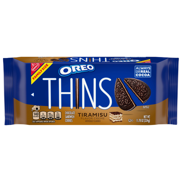 Packaged Cookies Oreo Chocolate Sandwich Cookies, Tiramisu Flavor Creme, Family Size hero