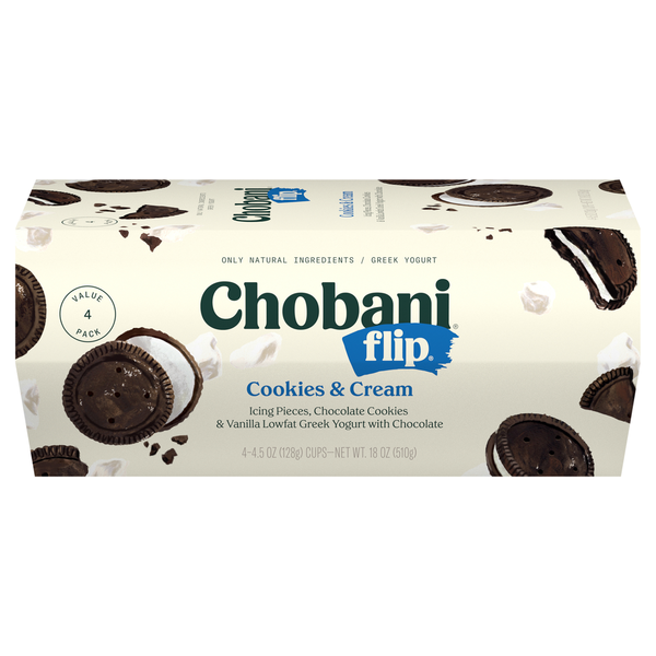 Chobani Yogurt, Greek, Cookies & Cream, Value 4 Pack hero