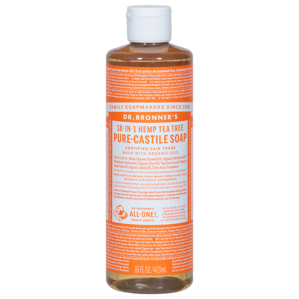 Mushrooms, Herbs & Tinctures Dr. Bronner's Soap, Pure-Castile, 18-in-1, Hemp, Tea Tree hero