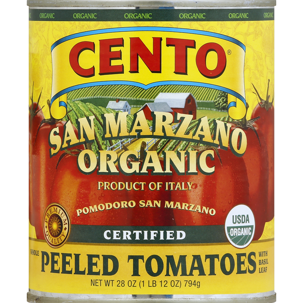 Canned & Jarred Vegetables Cento Tomatoes, Organic, San Marzano, Whole Peeled hero