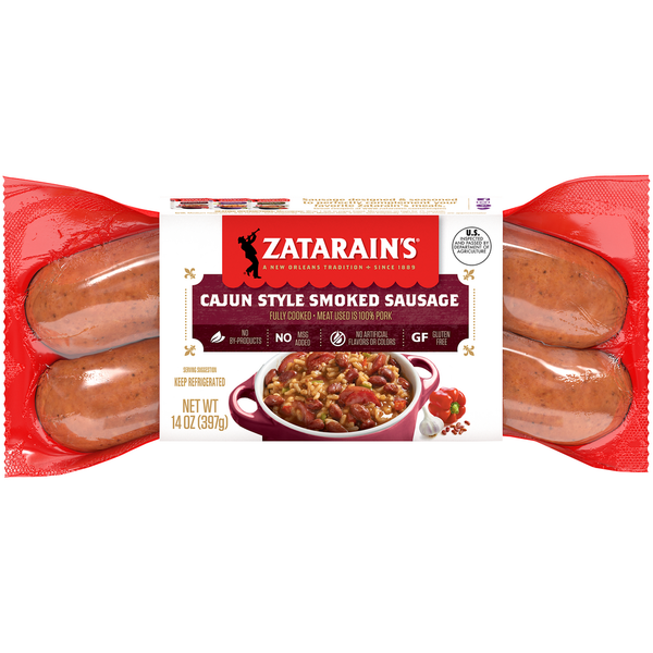 Hot Dogs, Bacon & Sausage Zatarain's Cajun Style 100% Pork Smoked Sausage hero