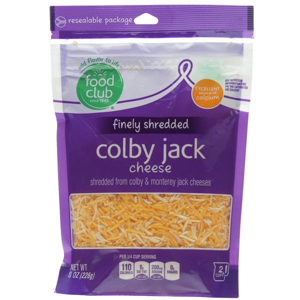 Packaged Cheese Food Club Finely Shredded From Colby & Monterey Jack Cheese hero