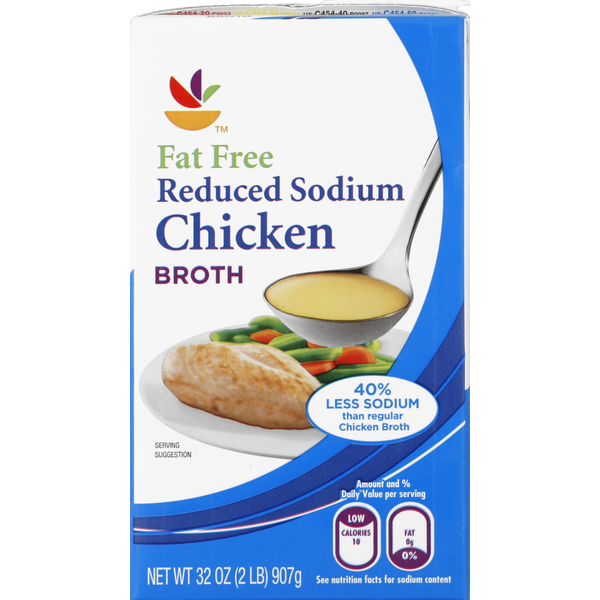 Soup, Broth & Bouillon Store Brand Broth, Fat Free, Reduced Sodium, Chicken hero