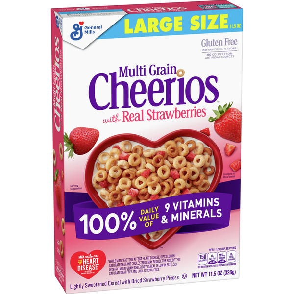 Cereal Multigrain Cheerios Gluten Free Cereal With Strawberries, Large Size Box hero