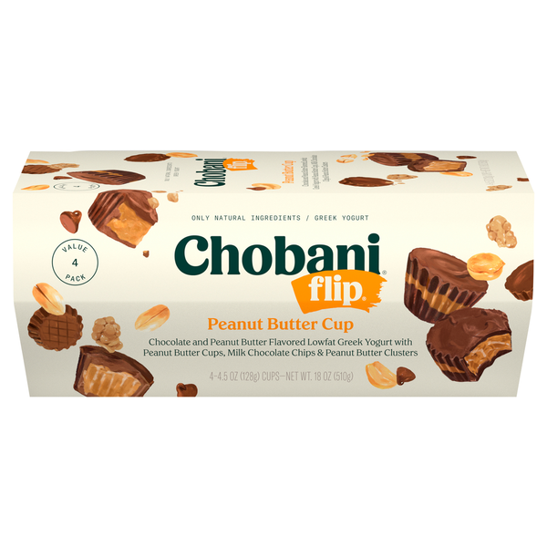 Chobani Yogurt, Greek, Peanut Butter Cup, Value 4 Pack hero