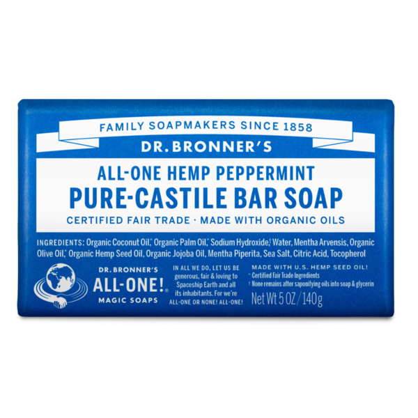 Body Lotion, Soap & Oils Dr. Bronner's Peppermint, Pure-Castile Bar Soap hero