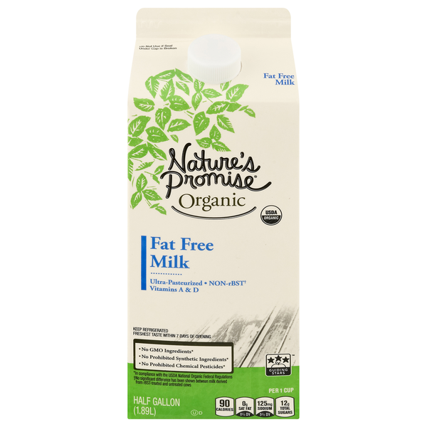 Milk, Soy & Lactose Free Nature's Promise Organic Milk, Fat Free hero